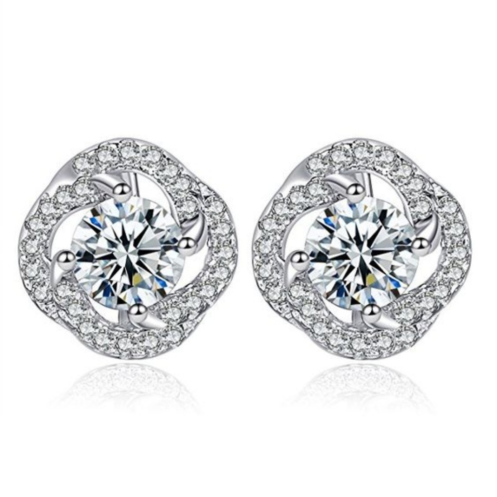 Silver-Plated Cubic Zirconia Stud Earrings
